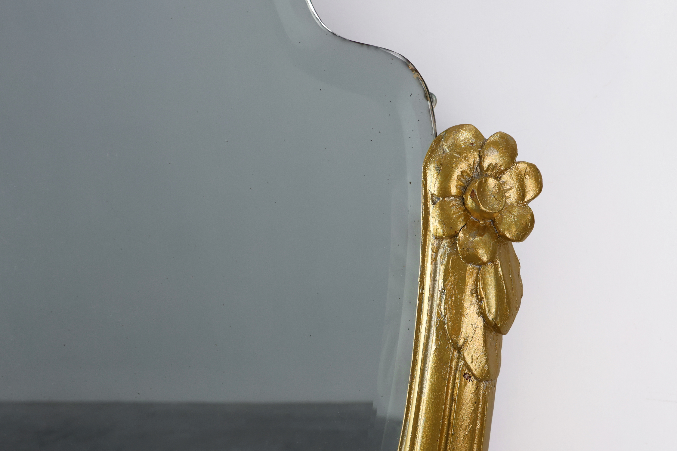 Oval Art Deco carved Gilt Wooden Mirror, France ca. 1920thumbnail